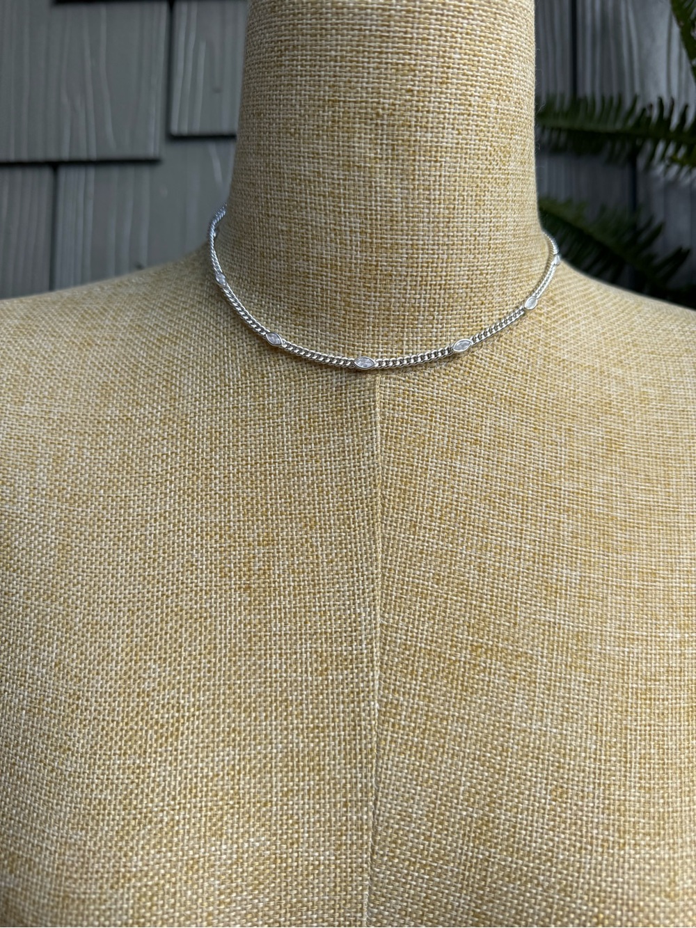 Free People- Classic Marquise Semi Matte Silver Beaded Choker Necklace - Silver